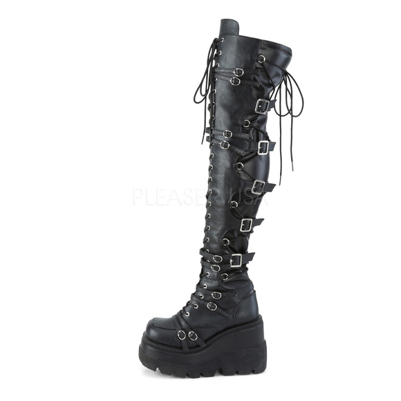 N/A Wedge Platform Lace Up Over the Knee Boots - Picture 3 of 5